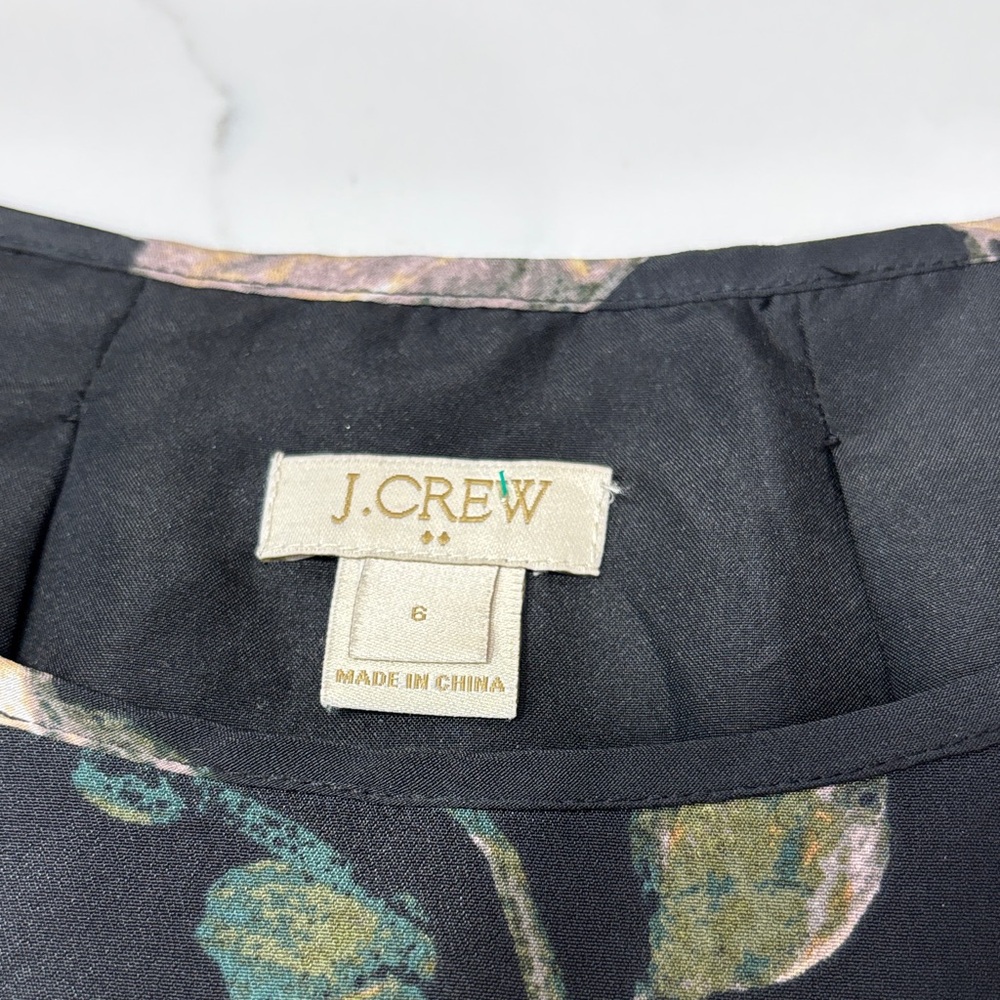 J. Crew Black Floral Long Sleeve Dress - Picture 3 of 8